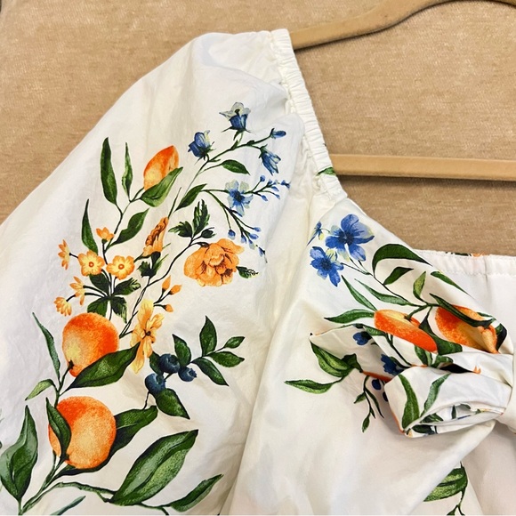 TIME AND TRU Floral and Fruit Print Puff Sleeve Cotton Dress Plus Size - Picture 9 of 12